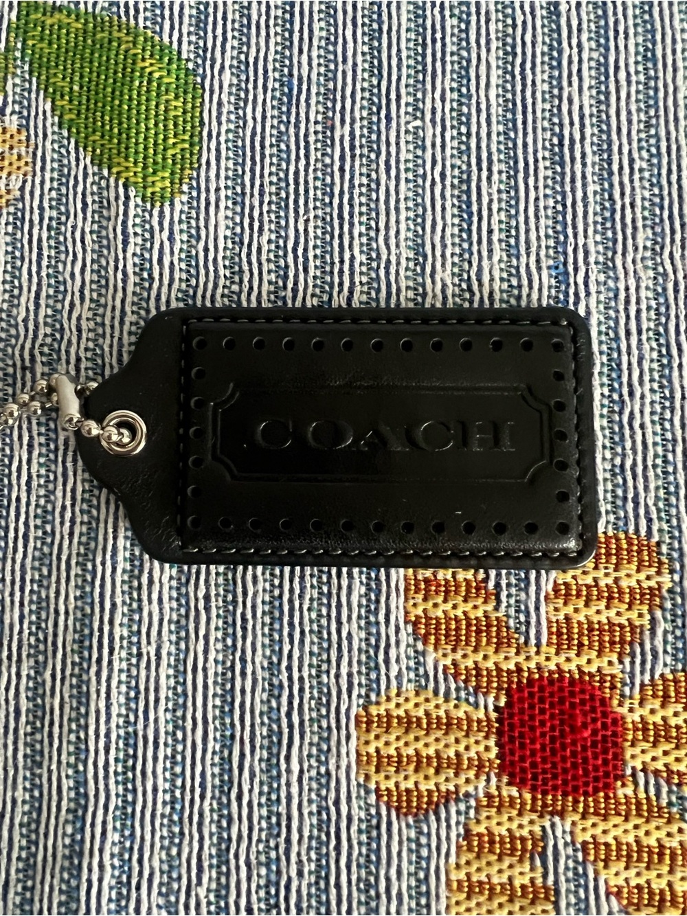 XL Coach Black Leather Hang Tag